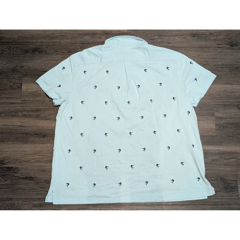 Ralph‎ Lauren Knit Oxford Polo Shirt Mens 3XB Light Blue Embroidered Marlin Fish